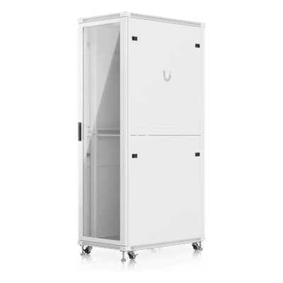 Gabinete Rack de Piso / 42U / 600 x 1000 mm (23.6 x 39.4 in) / Carga 800 kg / Puerta Vidrio Templado / Ventiladores Integrados