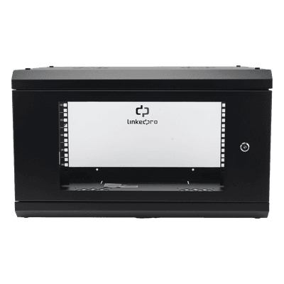 Gabinete de Pared / 6U Rack 19'' / 455mm Profundidad / 1.49 ft / Cristal Templado / Acero Reforzado