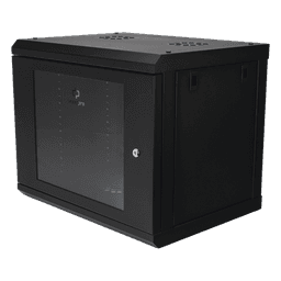 Gabinete de Pared 9U / 19" Rack / Cristal Templado / 455 mm Profundidad (1.49 ft) / Acero Reforzado / 80 kg Carga