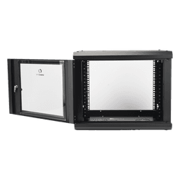 Gabinete de Pared 9U / 19" Rack / Cristal Templado / 455 mm Profundidad (1.49 ft) / Acero Reforzado / 80 kg Carga
