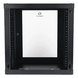 Gabinete de Pared 12U / Profundidad 455 mm (18 in) / Cristal Templado / Acero Reforzado / Carga 80 kg