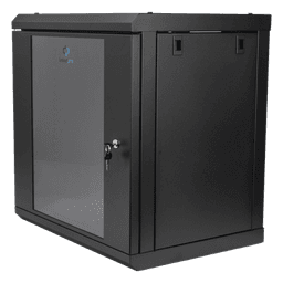 Gabinete de Pared 12U / Profundidad 455 mm (18 in) / Cristal Templado / Acero Reforzado / Carga 80 kg
