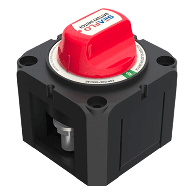 Interruptor Desconexión Batería / 275A DC Continuo / 900A DC Arranque / IP68 / Terminales Cobre M10 / Montaje Superficie y Panel