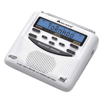 Radio de Alerta Meteorológica / 7 Canales NOAA / Tecnología S.A.M.E. / Sirena 90 dB / Respaldo por Baterías AA / Certificación Public Alert