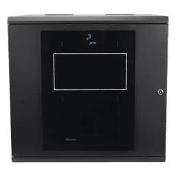 Gabinete de Pared Abatible / Rack 19" 12U / Ventana Cristal Templado / Apertura 120° / Laterales Removibles