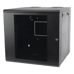 Gabinete de Pared Abatible / Rack 19" 12U / Ventana Cristal Templado / Apertura 120° / Laterales Removibles