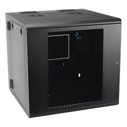 Gabinete de Pared Abatible / Rack 19" 12U / Ventana Cristal Templado / Apertura 120° / Laterales Removibles