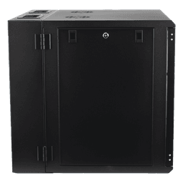 Gabinete de Pared Abatible / Rack 19" 12U / Ventana Cristal Templado / Apertura 120° / Laterales Removibles