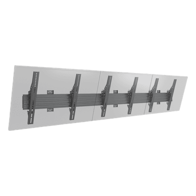 Soporte de Pared para TV / Riel Triple / Capacidad 110 lbs (50 kg) / Compatible 32"-65" / VESA 100x100-600x400 mm / Ajuste Ángulo 5°-15° / Montaje Profesional