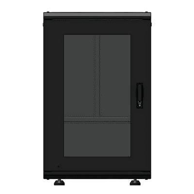 Gabinete Rack 19 Pulgadas / 18U / Piso / Puerta Cristal Templado / Acero Cal. 16-18-20 / 750 kg (1653.5 lb) / 60x93x46 cm (23.6x36.6x18.1 in)