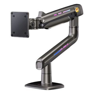 Soporte Mecánico para Monitor / 32" a 60" / Carga 2-20 kg (4.4-44 lbs) / VESA 75x75 y 100x100 mm / Iluminación RGB / Resorte de Alta Precisión / Rotación 360°