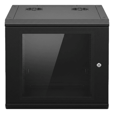 Gabinete de Pared 9U / 19 in / Profundidad 635 mm (2.08 ft) / Carga 100 kg / Cristal Templado / Acero Reforzado