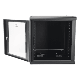 Gabinete Rack de Pared / 12 Unidades / 19 Pulgadas / Carga 100 kg / Vidrio Templado / Acero Calibre 18 / Ventilación Superior 120 mm