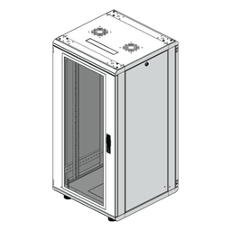 Gabinete Rack de Piso / 24U / 19 Pulgadas / Vidrio con Cerradura / Carga 750 kg / 600x605x1190 mm (23.6x23.8x46.9 in) / Acero Calibres 16-18-20