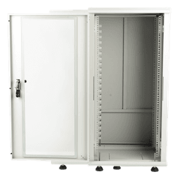 Gabinete Rack de Piso / 24U / 19 Pulgadas / Vidrio con Cerradura / Carga 750 kg / 600x605x1190 mm (23.6x23.8x46.9 in) / Acero Calibres 16-18-20