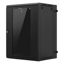 Gabinete Rack / 16 UR / Montaje Pared / Puerta Cristal Templado / Carga 80 kg / Abatible 120° / Ventilación 120 mm