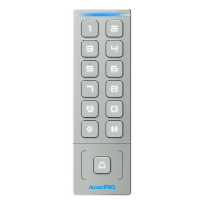 Teclado Autónomo / Diseño Slim Metálico / 1000 Tarjetas y Contraseñas /  Exterior IP65 / Lector de Tarjetas Prox EM / Salida Wiegand