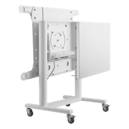 Soporte Móvil Rotativo para Pantalla 37"-70" / Rotación 0° a 90° / VESA 200x200 a 600x400 / Carga 70 kg / Ruedas con Bloqueo / Color Blanco
