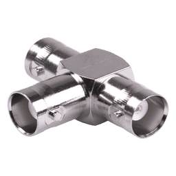 Adaptador Triple en T para 50 Ohm de BNC Hembra a Doble BNC Hembras, Níquel/ Plata/ Teflón.