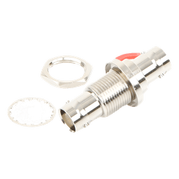 Adaptador Coaxial / Doble BNC Hembra / Montaje Chasis Hermético / D-Plano Frontal o Trasero / 50 Ω / Cuerpo Niquelado / Contacto Oro