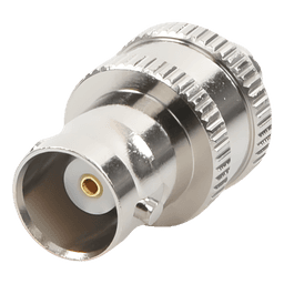 Adaptador RF Coaxial / BNC Hembra a SMA Hembra / Montaje en Línea / Cuerpo Niquelado / Contacto Oro / Aislante Teflón