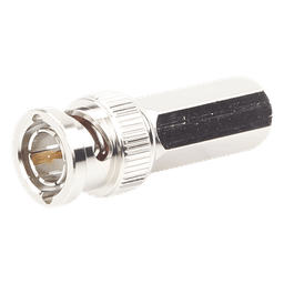 Conector BNC Macho de Ensamble Roscable (Hex.) en Sentido de las Manecillas de Reloj para Cable Coaxial RG-59/U, Níquel/ Oro/ Delrin.