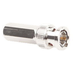 Conector BNC Macho de Ensamble Roscable (Hex.) en Sentido de las Manecillas de Reloj para Cable Coaxial RG-59/U, Níquel/ Oro/ Delrin.