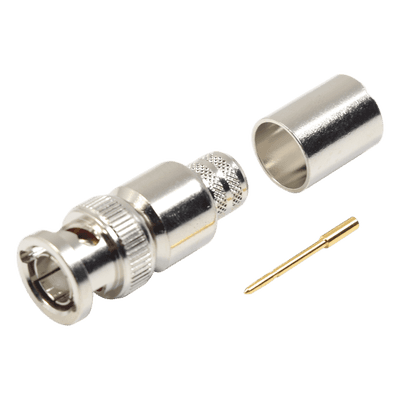 Conector BNC Macho / 75 Ohm / Anillo Plegable / Cable RG-11/U y 8238 / Níquel y Oro / Teflón