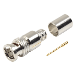 Conector BNC Macho / 75 Ohm / Anillo Plegable / Cable RG-11/U y 8238 / Níquel y Oro / Teflón