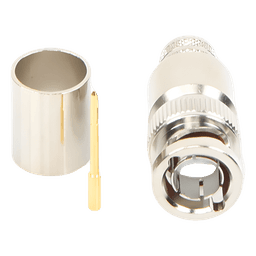 Conector BNC Macho / 75 Ohm / Anillo Plegable / Cable RG-11/U y 8238 / Níquel y Oro / Teflón