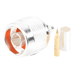 Conector N Macho de Anillo Plegable para Cable LP-195, RG-58/U, Plata/ Oro/ Teflón.