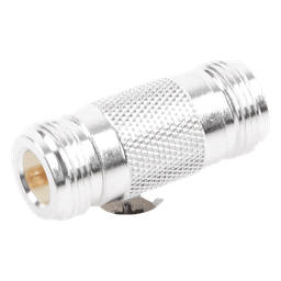 Adaptador Barril en Linea para 50 Ohm, de Conector N Hembra a N Hembra, Plata/ Oro/ Teflón.
