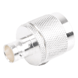 Adaptador en Línea de Conector N Macho a BNC Hembra, Plata/ Oro/ Teflón.
