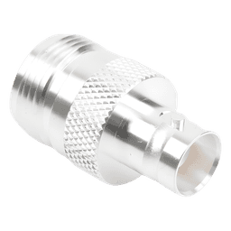 Adaptador Coaxial en Línea / N Hembra a BNC Hembra / Cuerpo Bronce Plateado / Contacto Oro / Aislante Teflón