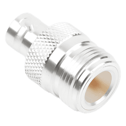 Adaptador Coaxial en Línea / N Hembra a BNC Hembra / Cuerpo Bronce Plateado / Contacto Oro / Aislante Teflón
