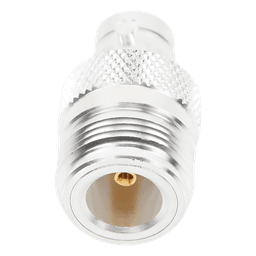 Adaptador Coaxial en Línea / N Hembra a BNC Hembra / Cuerpo Bronce Plateado / Contacto Oro / Aislante Teflón