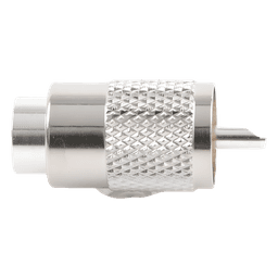 Conector Coaxial UHF Macho / PL-259 / Ensamble Roscado-Soldable / Para Cables RG-8/U, RG-213, RG-214, LMR-400, Belden 9913 / Cuerpo Bronce Plateado / Concha Níquelada