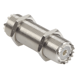 Adaptador Pasamuros / Doble UHF Hembra SO-239 / Montaje Chasis / Cuerpo Niquelado / Contacto Plateado