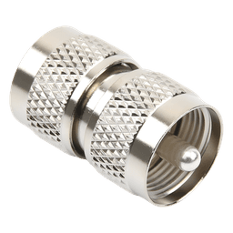 Adaptador RF Coaxial / UHF Macho a UHF Macho / Barril en Línea / Cuerpo Bronce Niquelado / Aislante Teflón