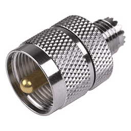 Adaptador en Línea de Conector Mini UHF Hembra a UHF Macho (PL-259), Níquel/ Oro/ Teflón.