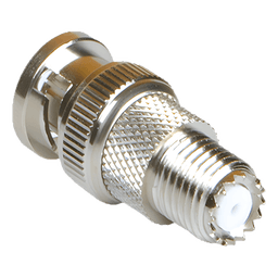 Adaptador en Línea de Conector Mini-UHF Hembra a BNC Macho, Níquel/ Oro/ Teflón.