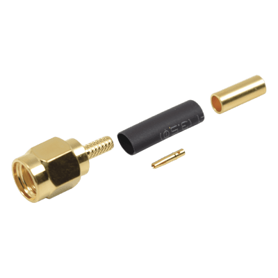 Conector SMA Macho Inverso / Anillo Plegable / Bronce con Oro / RG-174/U, RG-316/U