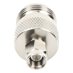 Adaptador RF Coaxial / SMA Macho a N Hembra / En Línea / Cuerpo Bronce Niquelado / Contacto Oro / Aislante Teflón