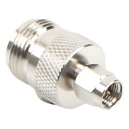 Adaptador RF Coaxial / SMA Macho a N Hembra / En Línea / Cuerpo Bronce Niquelado / Contacto Oro / Aislante Teflón