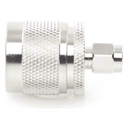 Adaptador Coaxial en Línea / SMA Macho a N Macho / Frecuencia 11 GHz / Cuerpo Bronce Niquelado / Aislante Teflón
