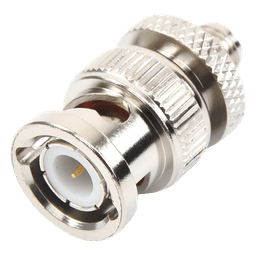 Adaptador Coaxial en Línea / SMA Hembra a BNC Macho / Cuerpo Bronce Niquelado / Contacto Oro / Aislante Teflón