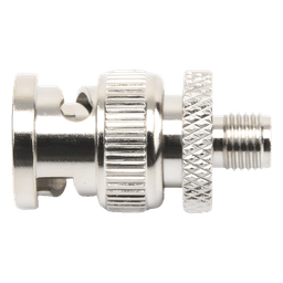 Adaptador Coaxial en Línea / SMA Hembra a BNC Macho / Cuerpo Bronce Niquelado / Contacto Oro / Aislante Teflón
