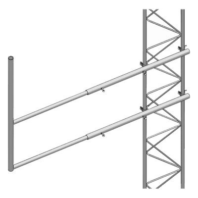 Brazo tipo "F" para tramos STZ-45G, galvanizado por inmersión caliente.