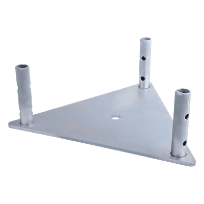 Base Triangular para Torre / Acero 1/4' / Niple 3/4' Galvanizado / Inmersión en Caliente / 6.4 kg / Compatible STZ45G