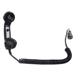 Auricular tipo telefónico / Botón PTT rudo / Cable espiral 4.8m (15.7 ft) / Conector AAR / Receptor dinámico / Transmisor carbón preamplificado